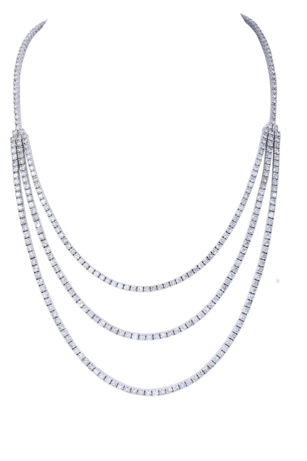 Colar de Ouro 18k Gargantilha Riviera de Diamantes Brilhantes Alto Luxo