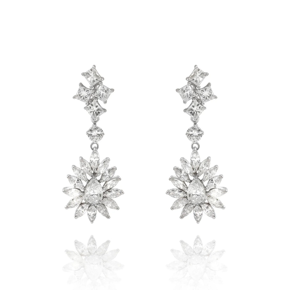 Brinco feminino de ouro 18k diamantes princes