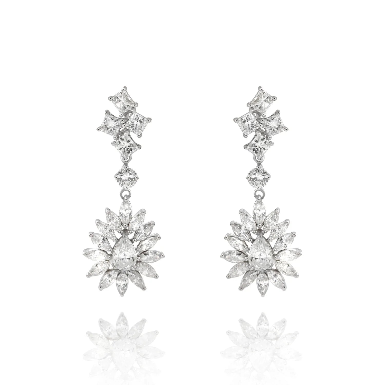 Brinco feminino de ouro 18k diamantes princes