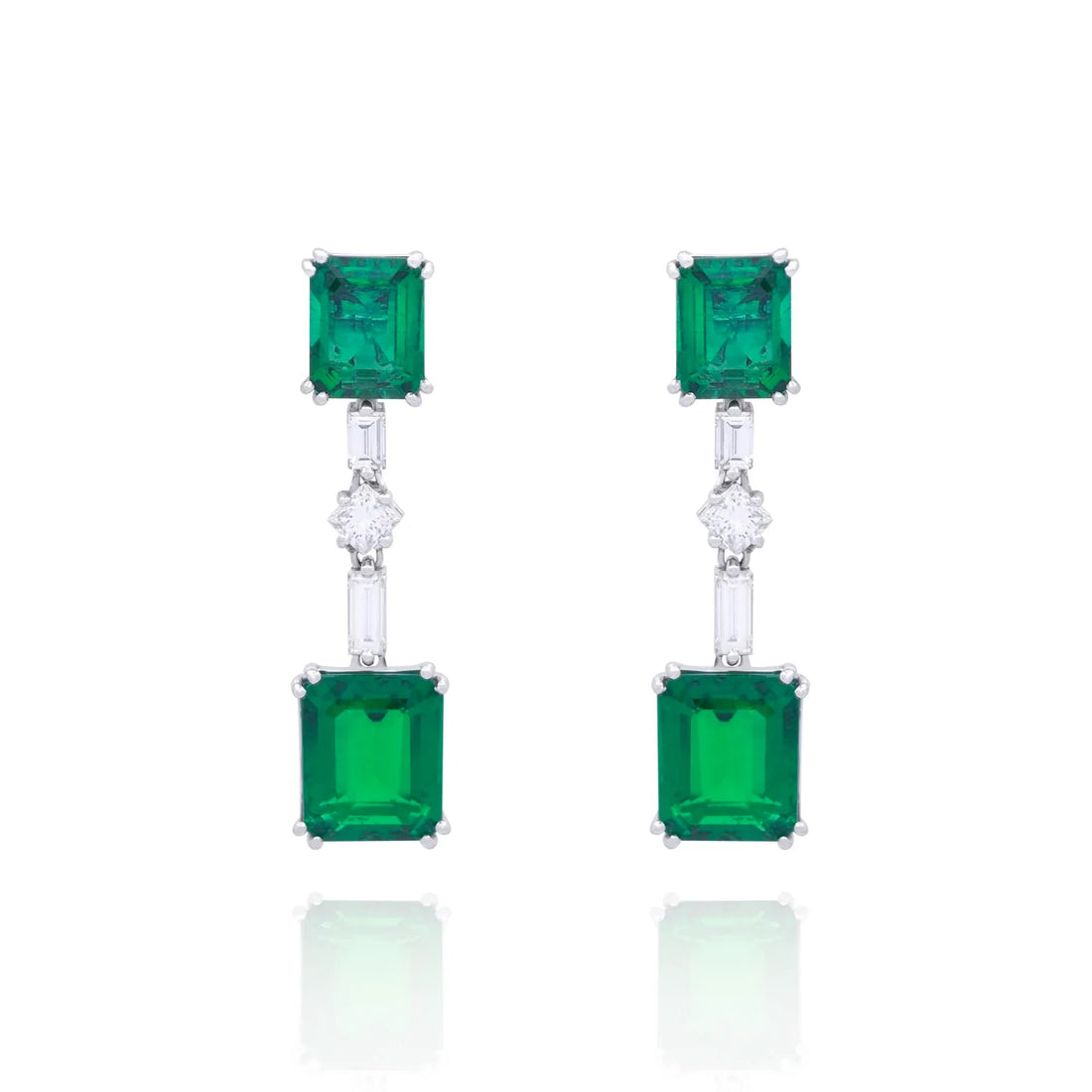 Brinco feminino de ouro 18k diamantes e esmeralda Helen