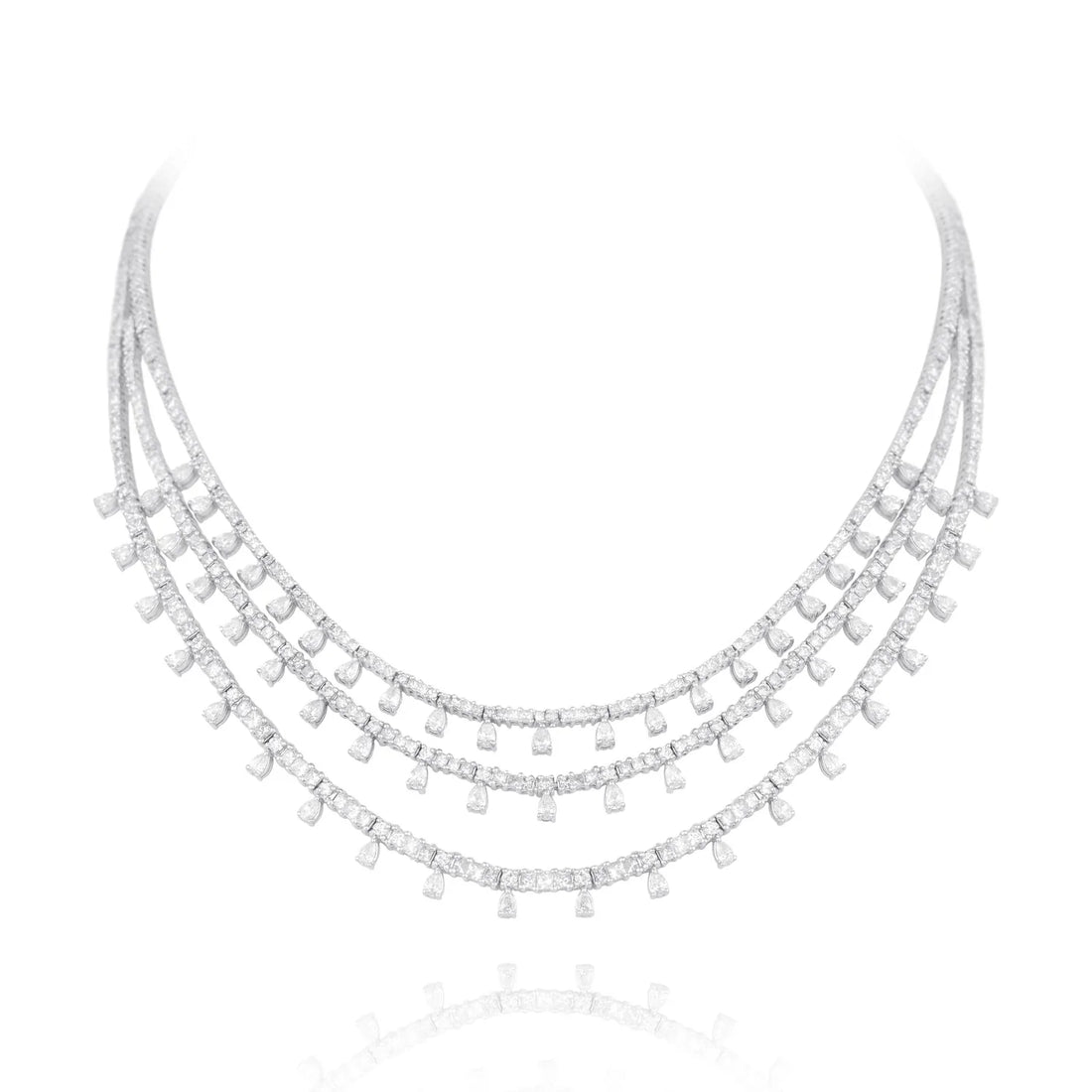 Colar de Ouro 18k Gargantilha Riviera de Diamantes Brilhantes Luxo