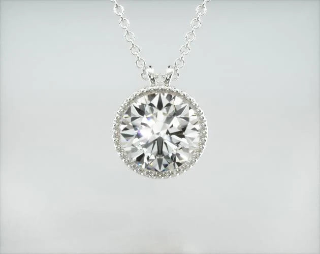 Colar Corrente Feminina Ouro18k Solitario Diamante Luxo Moldura 100 pontos
