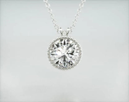 Colar Corrente Feminina   Ouro18k Solitario Diamante Luxo Moldura 70 pontos