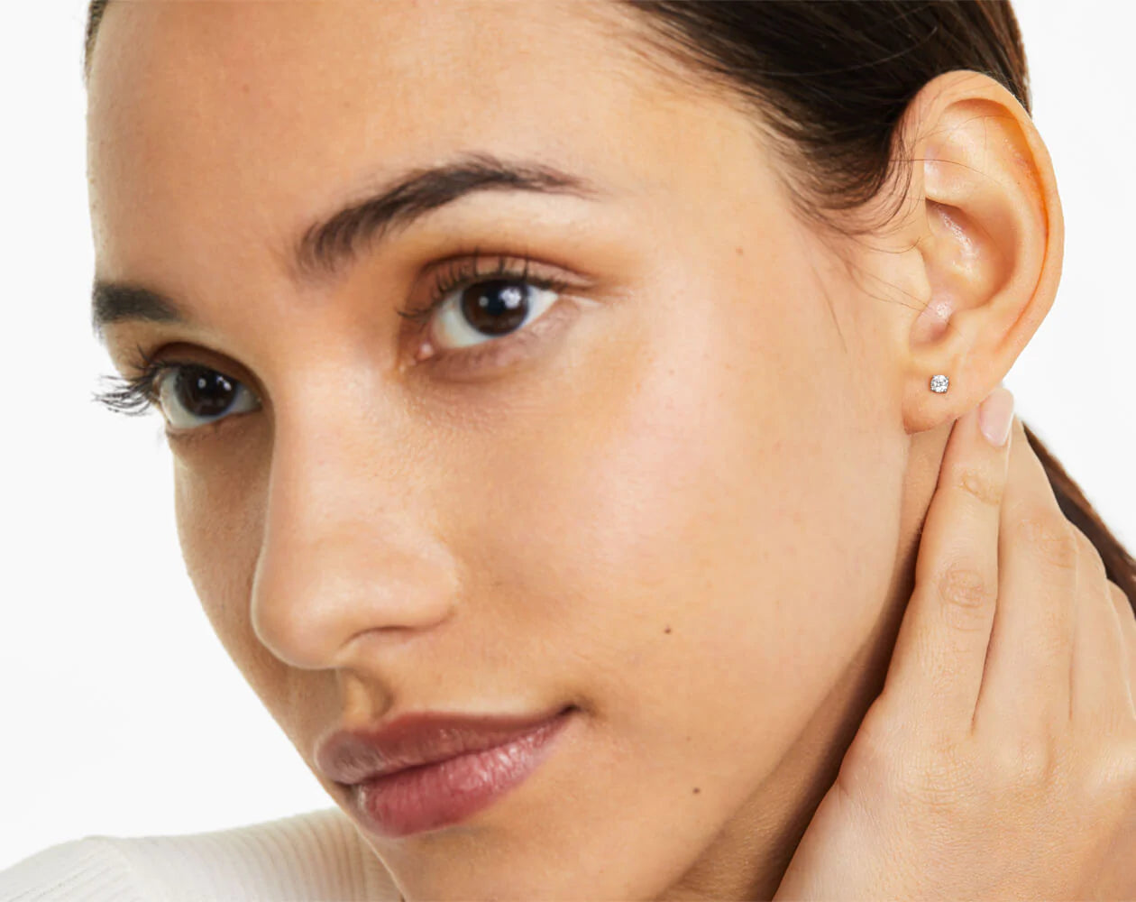 Brinco De Diamante Feminino Ouro 18k Solitario  Brilhante 25 Pts o par