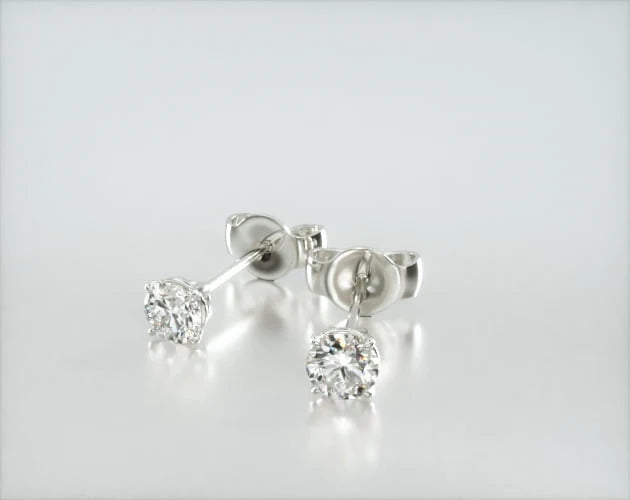 Brinco De Diamante Feminino Ouro 18k Solitario  Brilhante 25 Pts o par