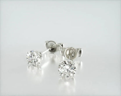 Brinco De Diamante Feminino Ouro 18k Solitario  Brilhante 50 Pts o par