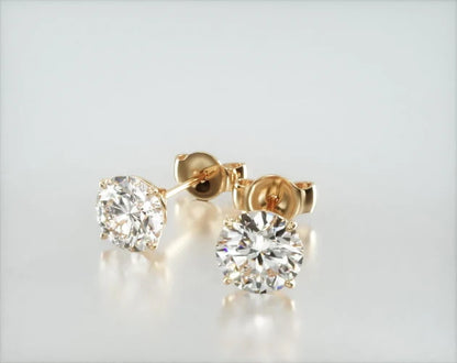 Brinco De Diamante Feminino Ouro 18k Solitario  Brilhante 100 Pts o par
