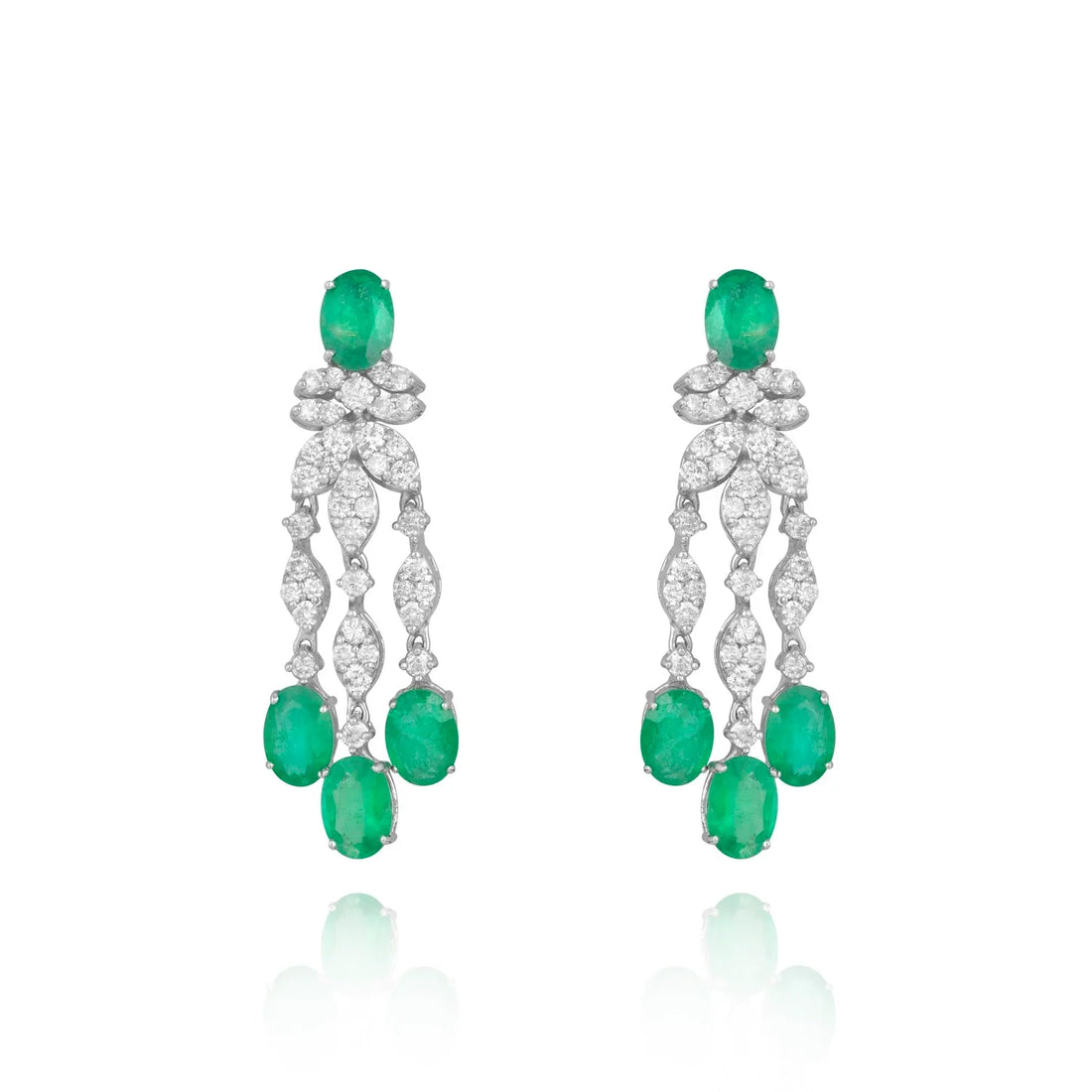 Brinco feminino de ouro 18k diamantes e esmeralda Shopia