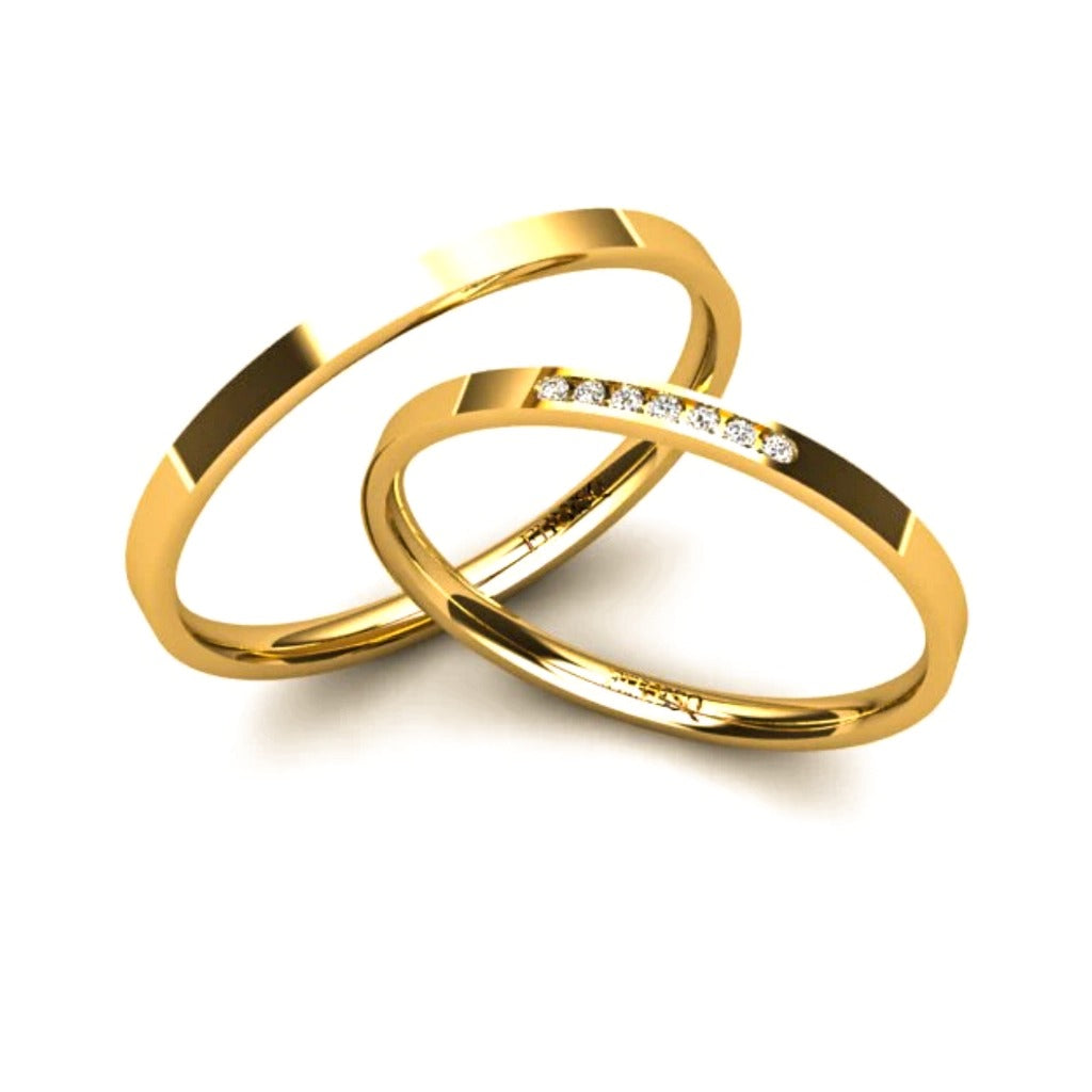 Par de Alianças de Casamento Noivado em Ouro 18k 1,5mm Strak