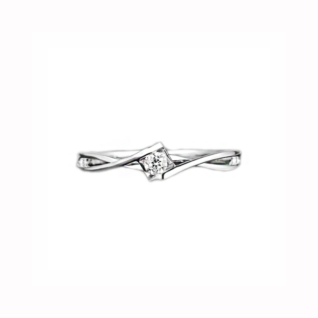 Anel de Noivado Solitario De Diamante Ouro 18k Twist