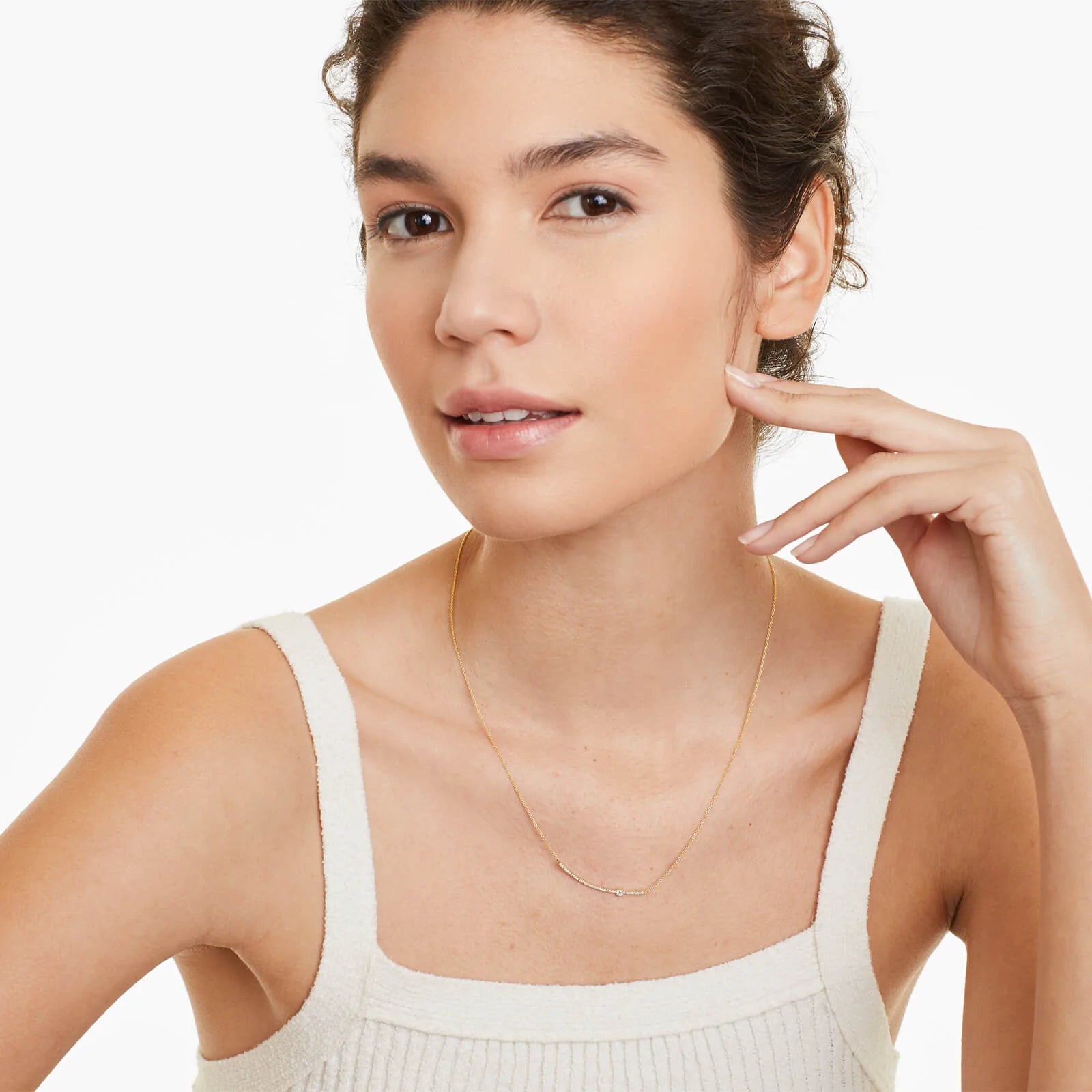 Corrente feminina em Ouro 18k diamantes barra luxo