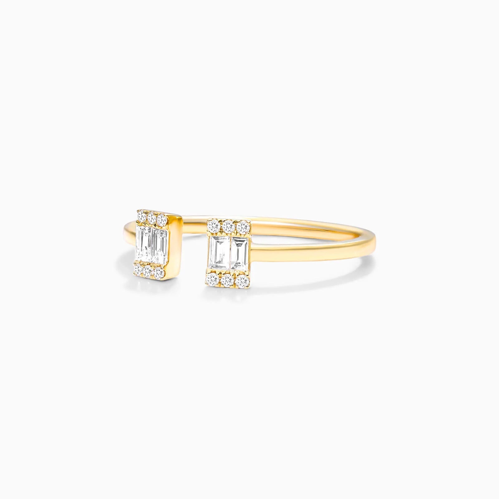 Anel Aberto de Ouro Amarelo 18k Diamantes Brilhantes Luxo