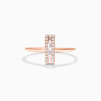 Anel de Barra em Ouro 18k c/ Diamantes Brilhantes e Baguette