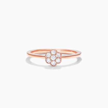 Anel Bolinhas em Ouro 18k c/ Flor de Diamantes Brilhantes