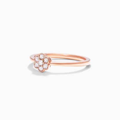 Anel Bolinhas em Ouro 18k c/ Flor de Diamantes Brilhantes