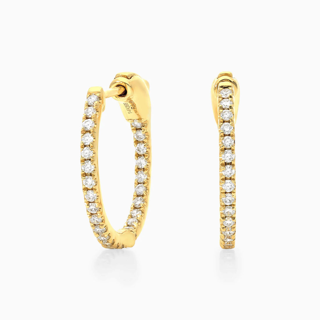 Brinco de Argola em Ouro 18k e Diamantes Redondos 0,25 Pts o Par
