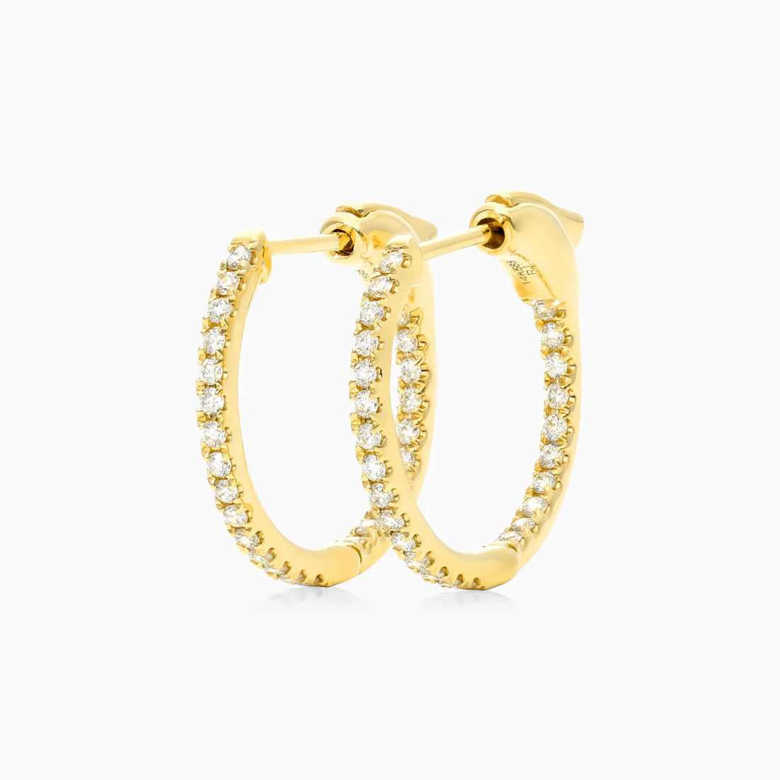Brinco de Argola em Ouro 18k e Diamantes Redondos 0,25 Pts o Par