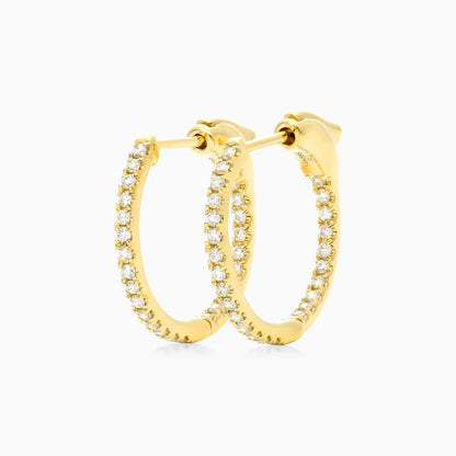 Brinco de Argola em Ouro 18k e Diamantes Redondos 0,25 Pts o Par