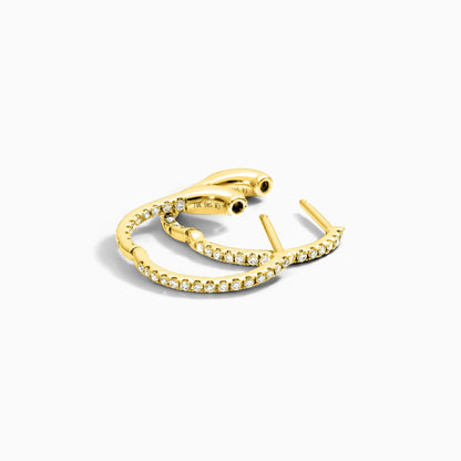 Brinco de Argola em Ouro 18k e Diamantes Redondos 0,25 Pts o Par