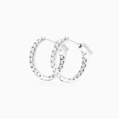 Brinco de Argola em Ouro Branco 18k e Diamantes Redondos 0,50 Pts o Par