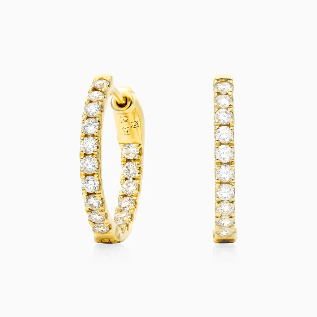 Brinco de Argola em Ouro 18k e Diamantes Redondos 0,50 Pts o Par