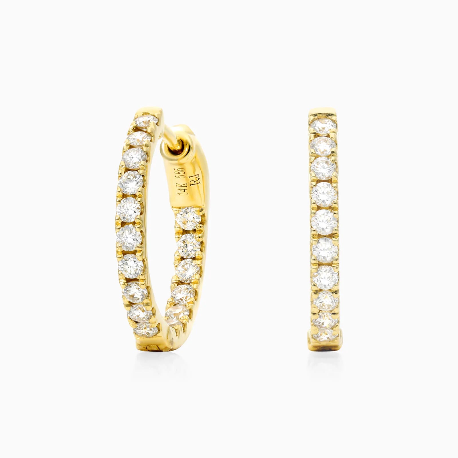 Brinco de Argola em Ouro 18k e Diamantes Redondos 0,50 Pts o Par