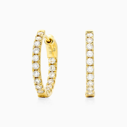 Brinco de Argola em Ouro 18k e Diamantes Redondos 0,50 Pts o Par