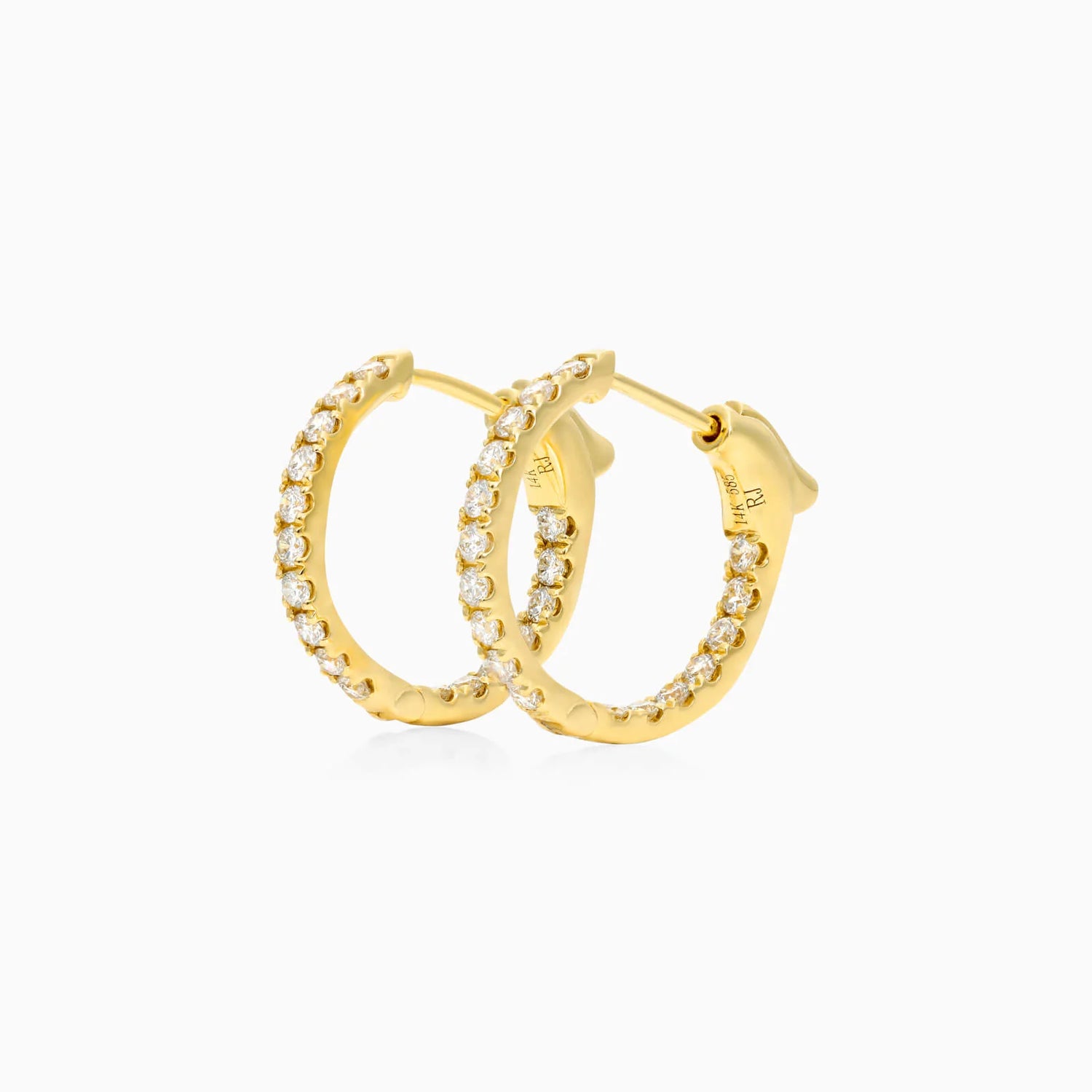 Brinco de Argola em Ouro 18k e Diamantes Redondos 0,50 Pts o Par