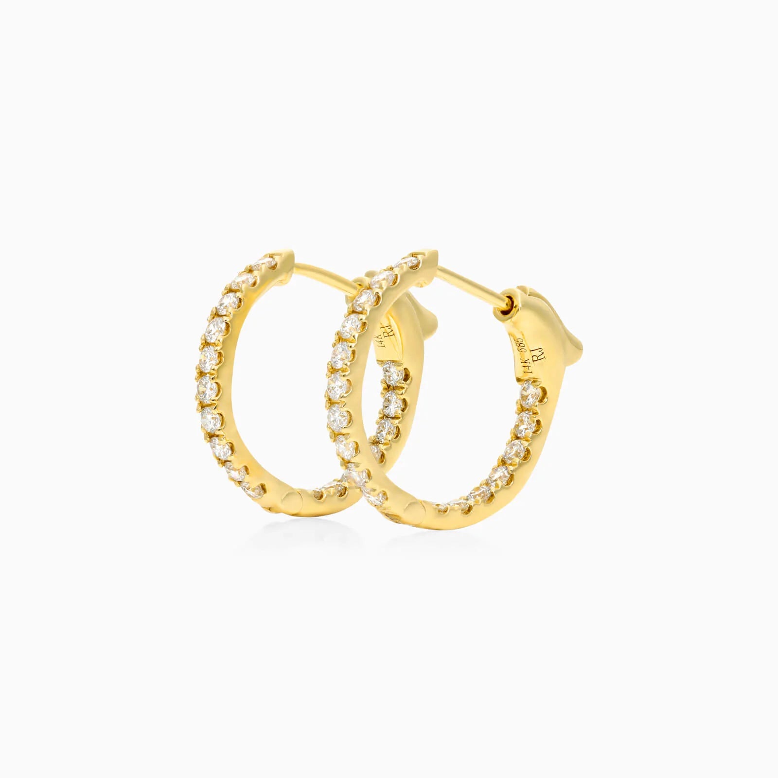 Brinco de Argola em Ouro 18k e Diamantes Redondos 0,50 Pts o Par