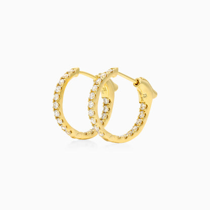 Brinco de Argola em Ouro 18k e Diamantes Redondos 0,50 Pts o Par