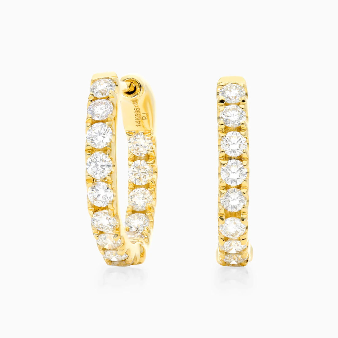 Brinco de Argola em Ouro 18k e Diamantes Redondos 1,00 Pts o Par