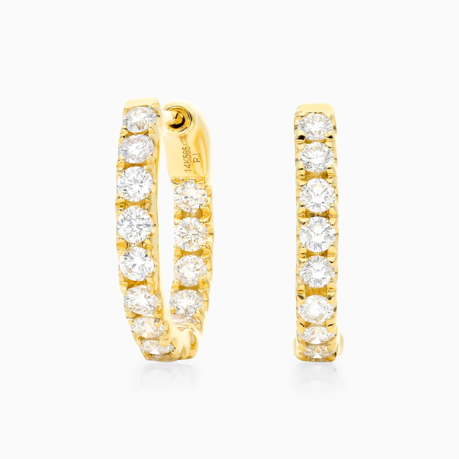 Brinco de Argola em Ouro 18k e Diamantes Redondos 1,00 Pts o Par