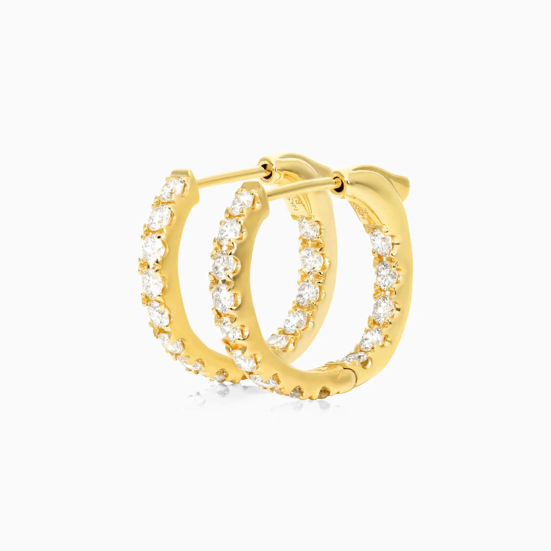 Brinco de Argola em Ouro 18k e Diamantes Redondos 1,00 Pts o Par