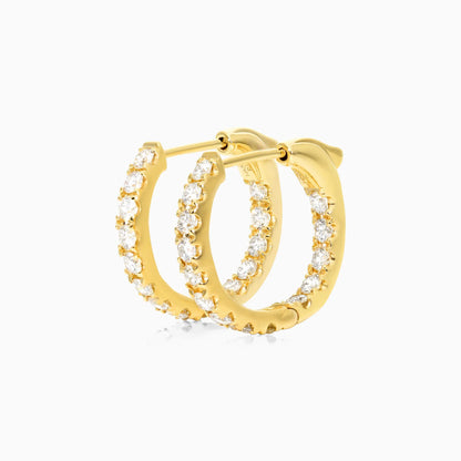 Brinco de Argola em Ouro 18k e Diamantes Redondos 1,00 Pts o Par