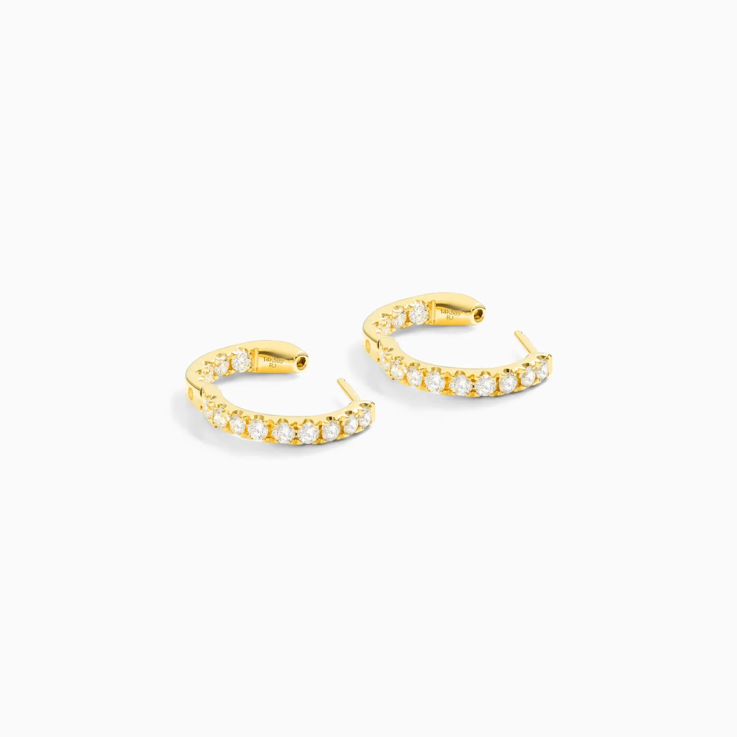 Brinco de Argola em Ouro 18k e Diamantes Redondos 1,00 Pts o Par