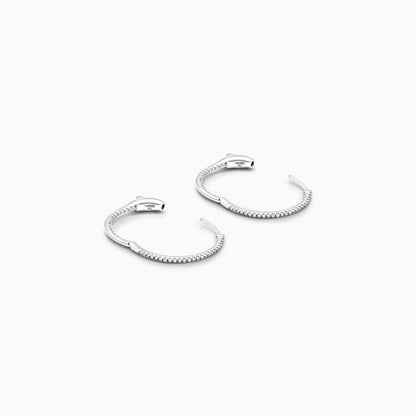 Brinco de Ouro Branco 18k Argola Com Diamantes 0,25 Pts o Par