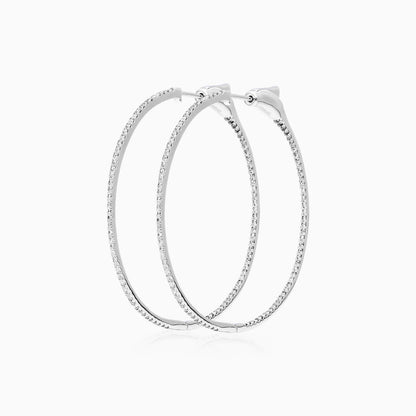 Brinco Argola de Ouro Branco 18k Com Diamantes Brilhantes 0,50 Pts o Par