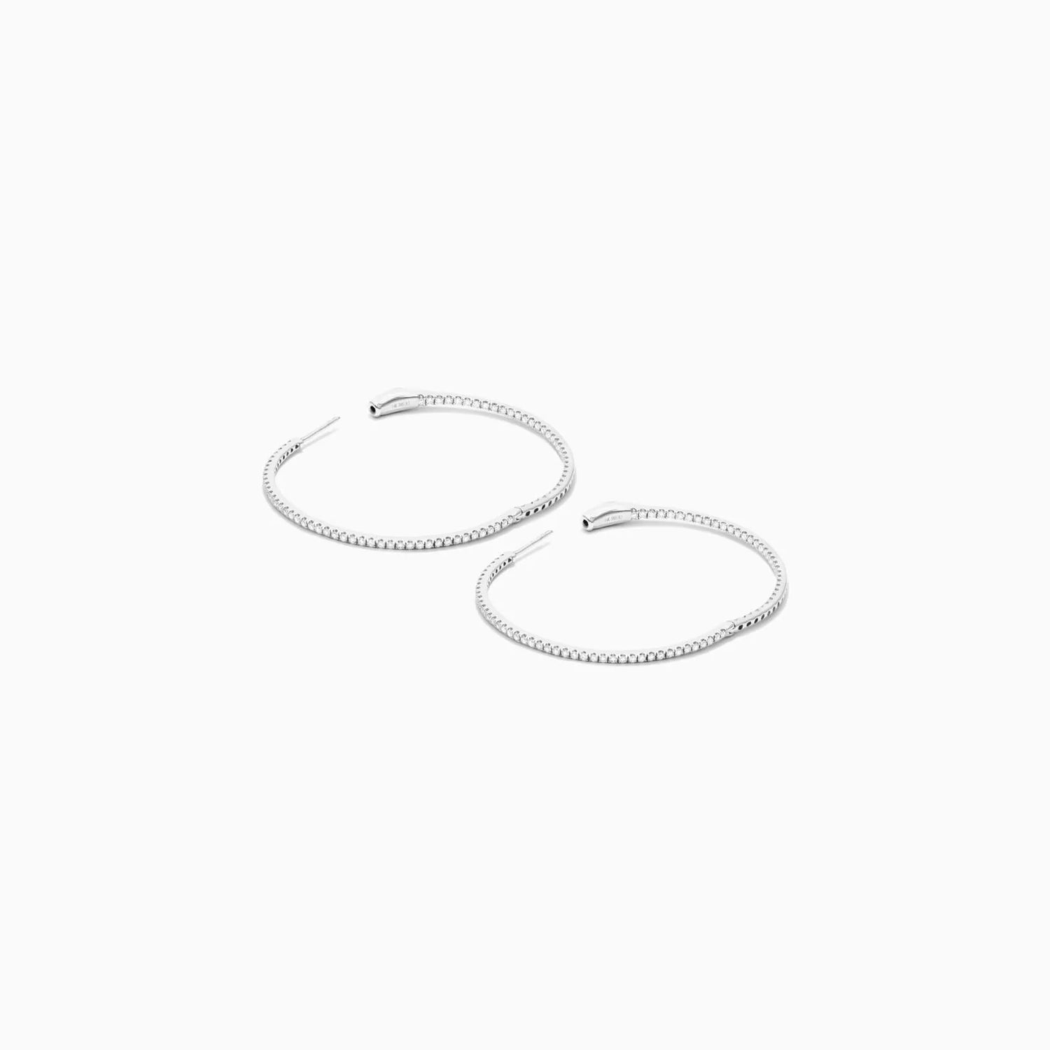 Brinco Argola de Ouro Branco 18k Com Diamantes Brilhantes 1,00 Pts o Par