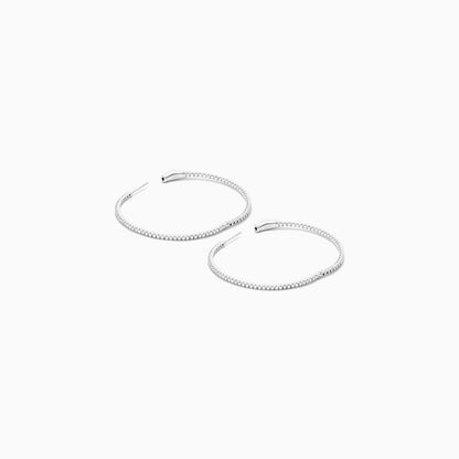 Brinco Argola de Ouro Branco 18k Com Diamantes Brilhantes 1,00 Pts o Par