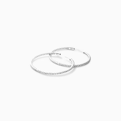 Brinco Argola de Ouro Branco 18k Com Diamantes Brilhantes 2,00 Pts o Par
