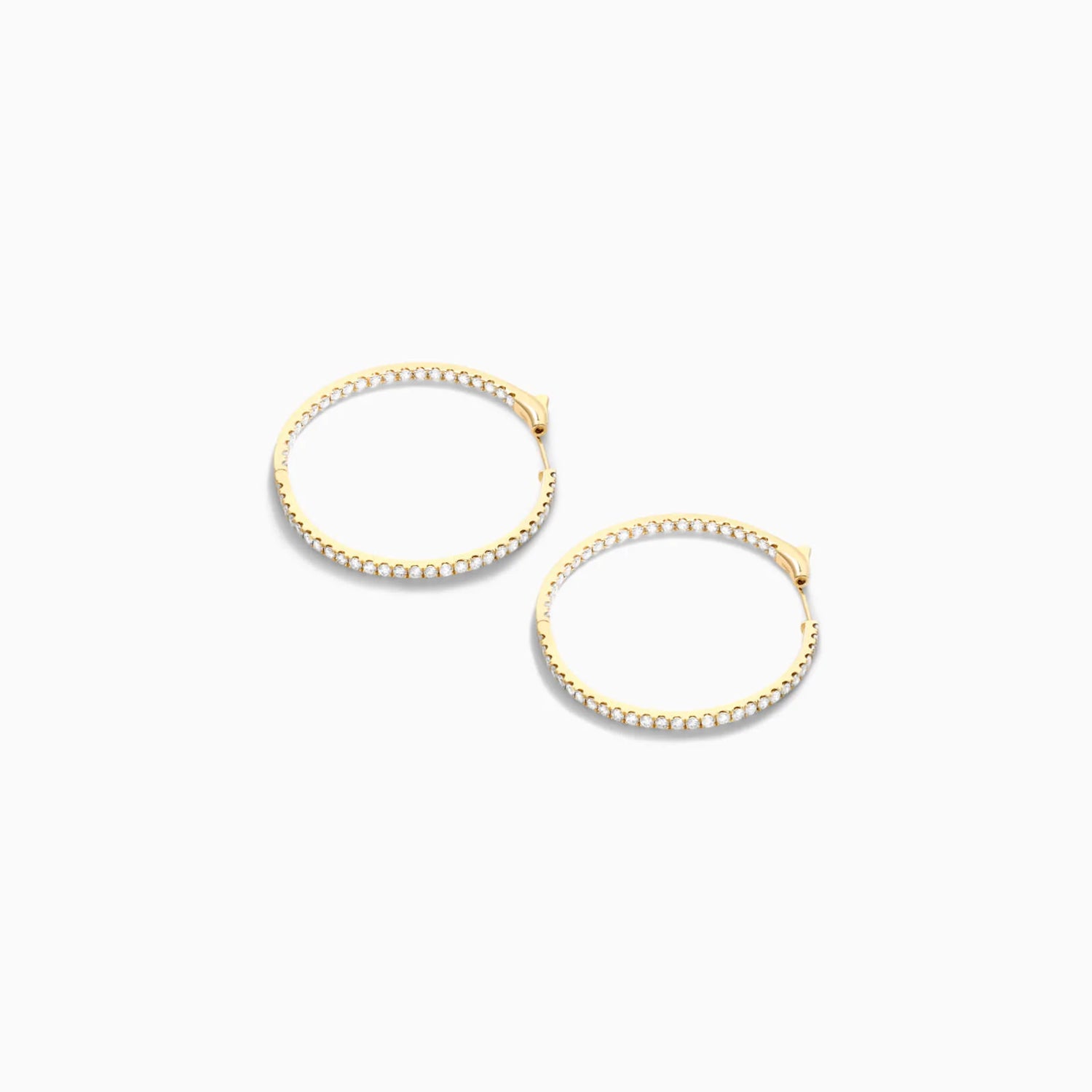 Brinco Argola de Ouro Amarelo 18k Com Diamantes Brilhantes 3,00 Pts o Par