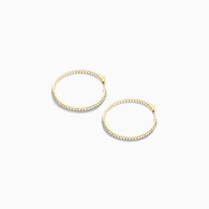 Brinco Argola de Ouro Amarelo 18k Com Diamantes Brilhantes 3,00 Pts o Par