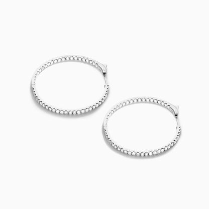 Brinco Argola de Ouro Branco 18k Com Diamantes Brilhantes 3,00 Pts o Par
