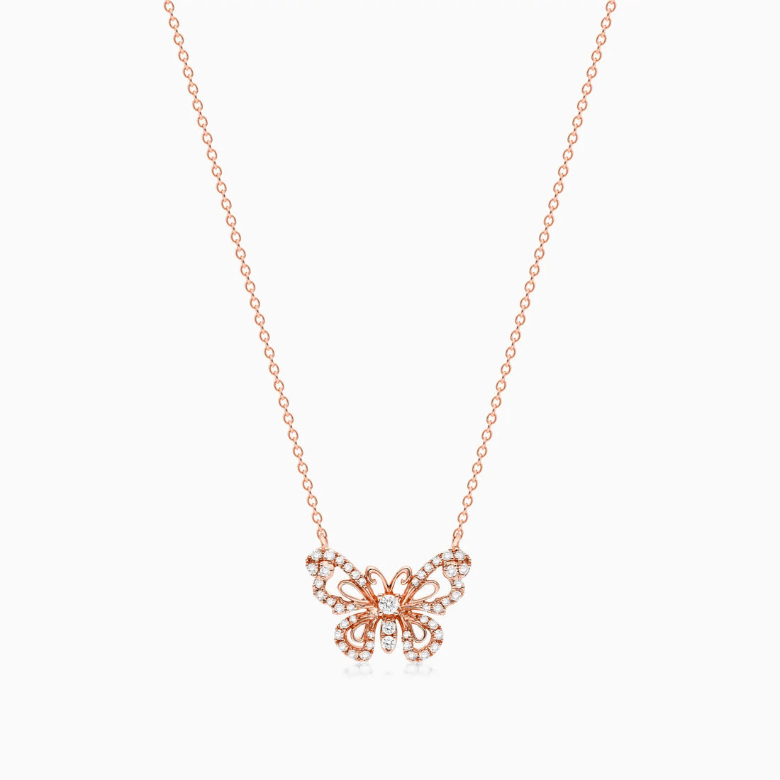 Corrente feminina em Ouro 18k diamantes borboleta luxo