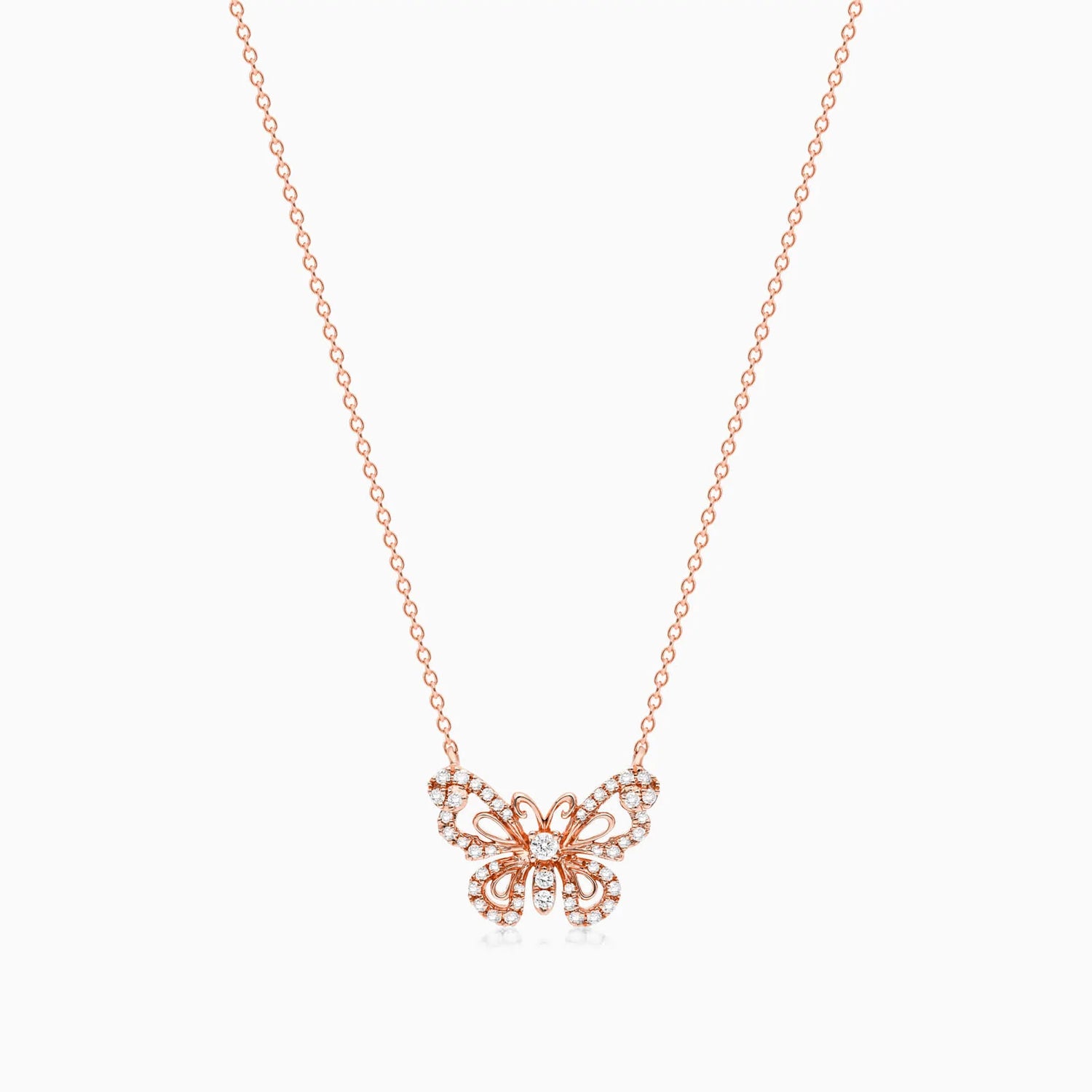 Corrente feminina em Ouro 18k diamantes borboleta luxo