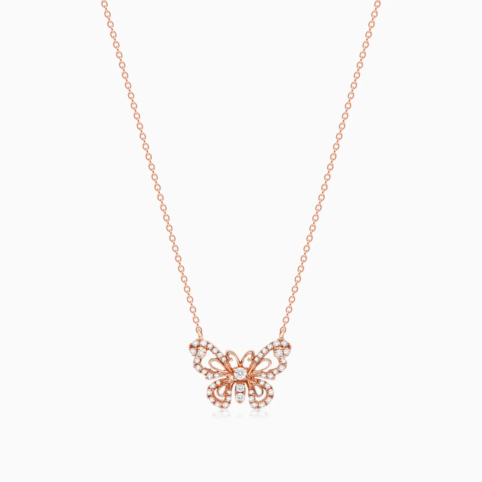 Corrente feminina em Ouro 18k diamantes borboleta luxo