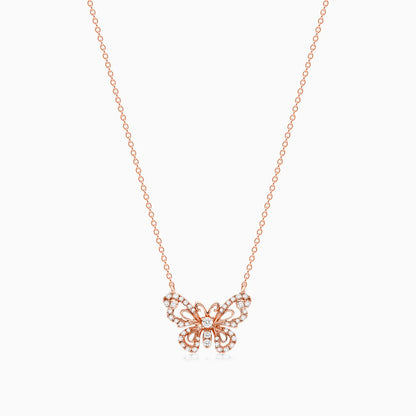 Corrente feminina em Ouro 18k diamantes borboleta luxo