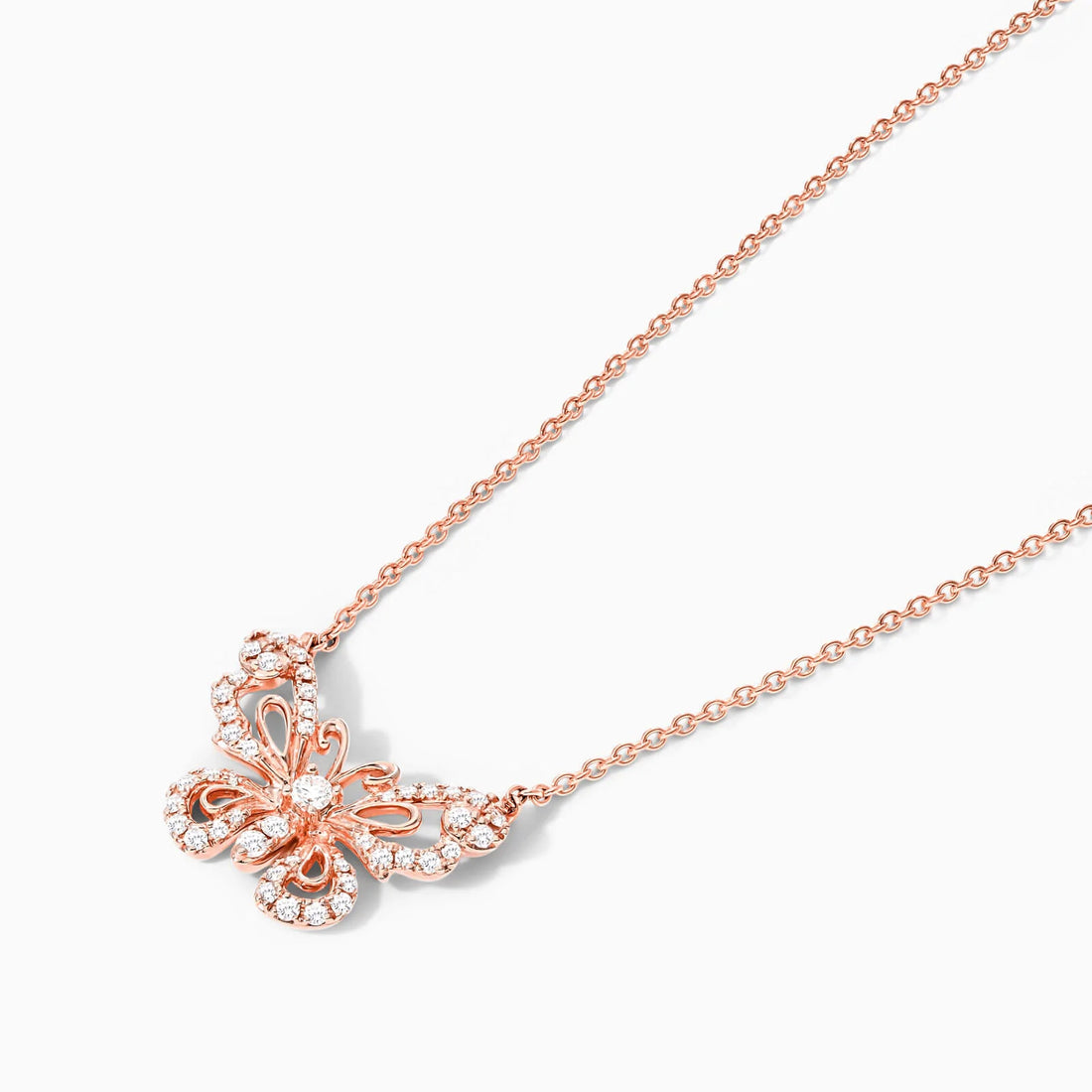 Corrente feminina em Ouro 18k diamantes borboleta luxo