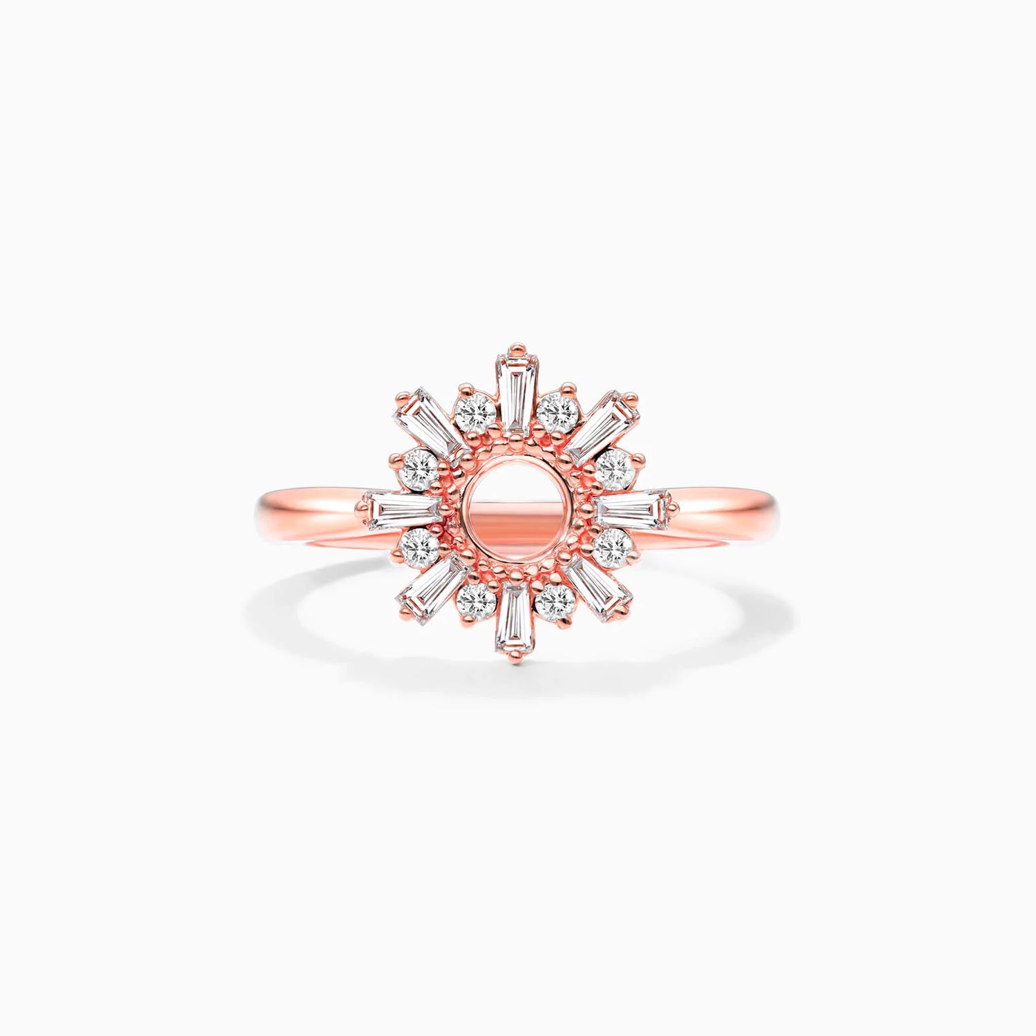 Anel Sunburst De Ouro 18k c/ Diamantes Brilhantes e Baguette