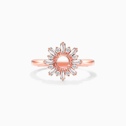 Anel Sunburst De Ouro 18k c/ Diamantes Brilhantes e Baguette